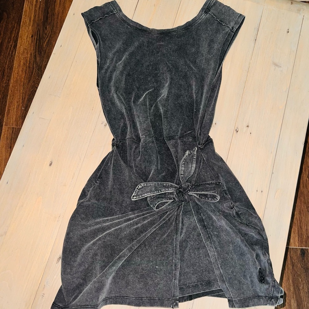 Free People Washed Black Tie-Waist Romper